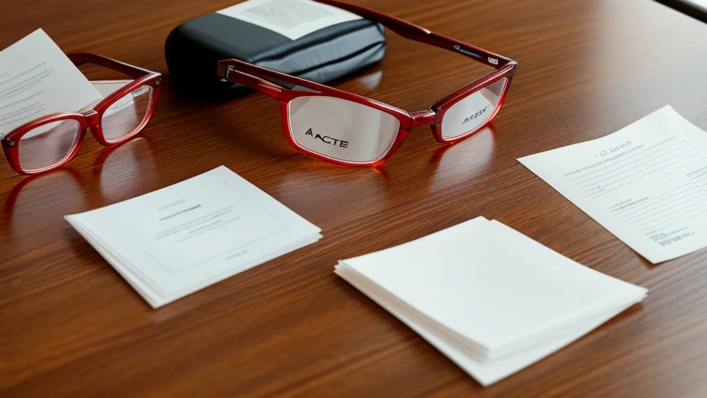Contact lens blister packs on a manuscript with red editing marks