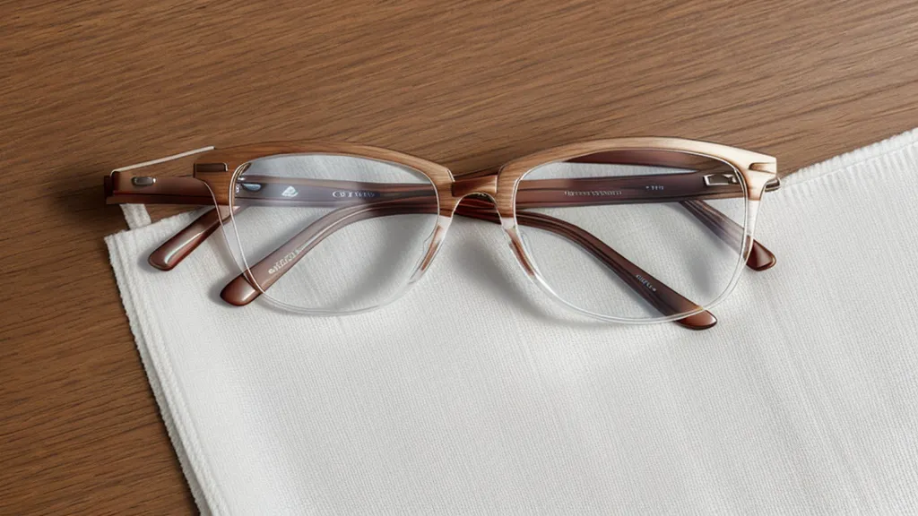Maintaining lens coatings by cleaning prescription glasses with a microfiber cloth.
