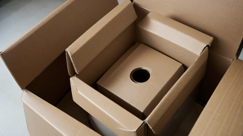 A damaged shipping box next to an intact contact lens package