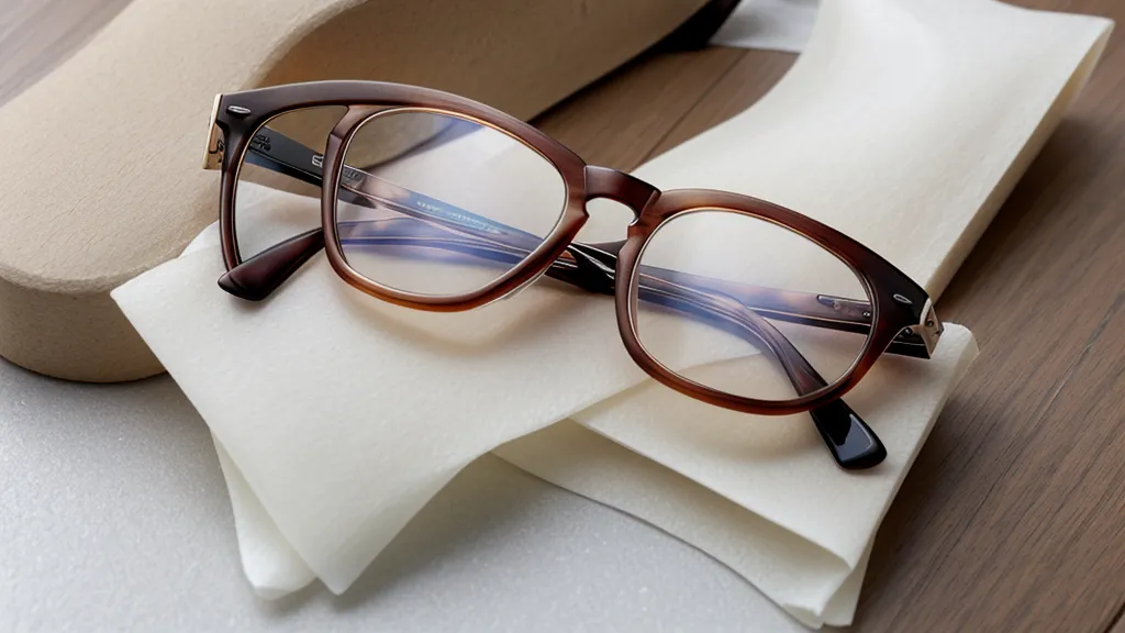 A pair of glasses being packed into a shipping box for lens replacement