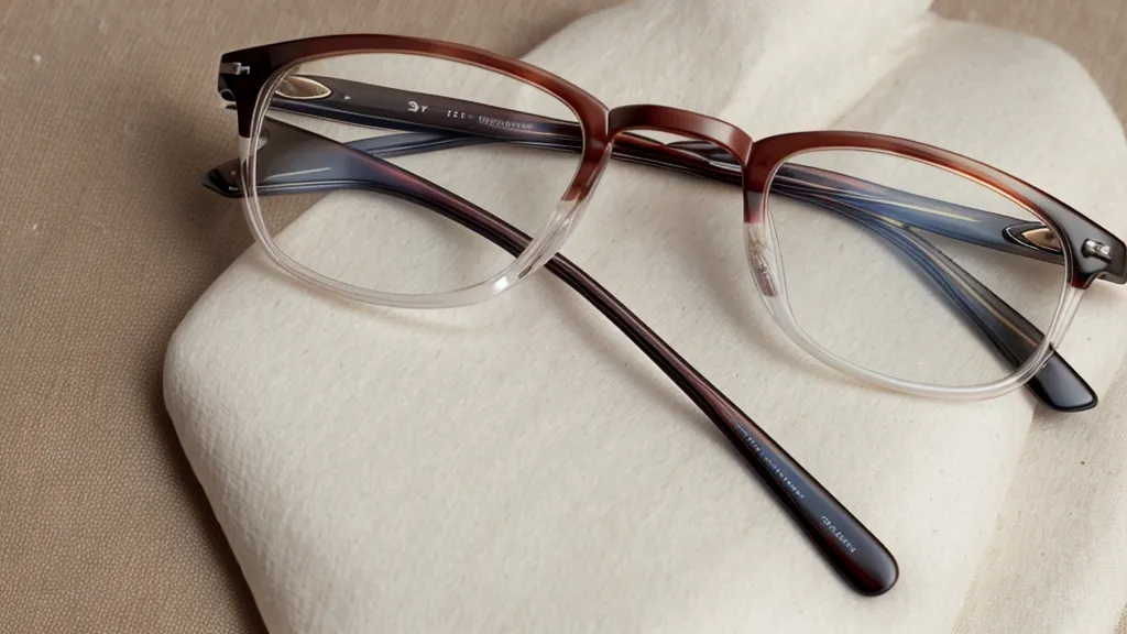 Close-up of an itemized glasses invoice and high-index lenses.
