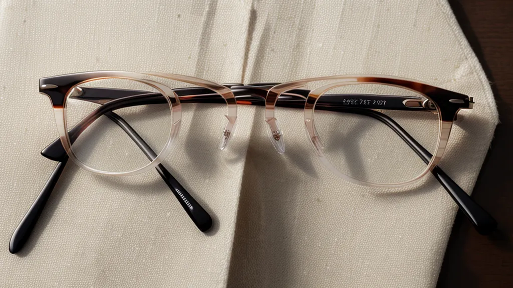 Close-up of eyeglass temple arm showing the frame size measurements 48 16 135.